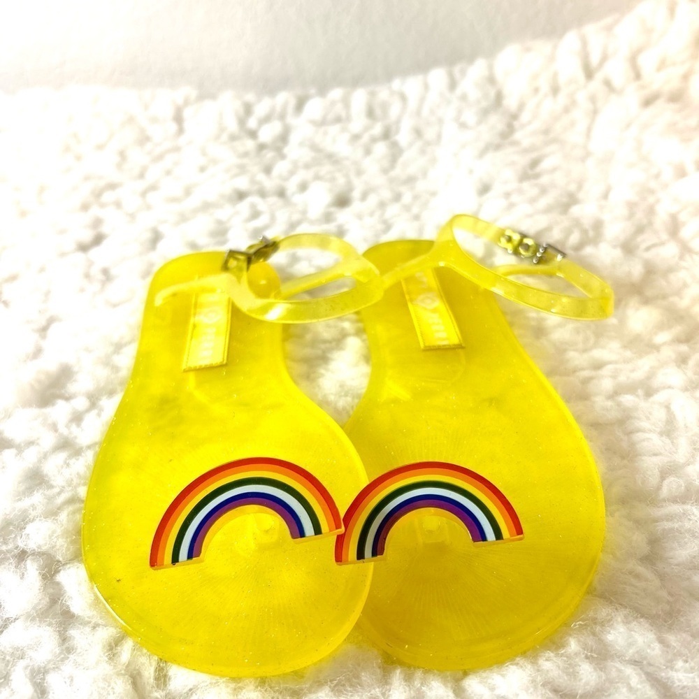 Katy Perry The Geli Yellow Rainbow Pool Beach Jelly Sandals Women Size 10-11